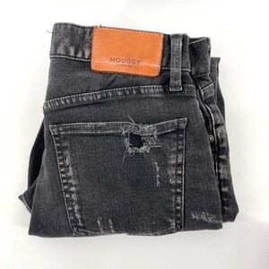 MOUSSY VINTAGE Black Distressed Skinny Jeans Women's Size 29 Thrashed Denim